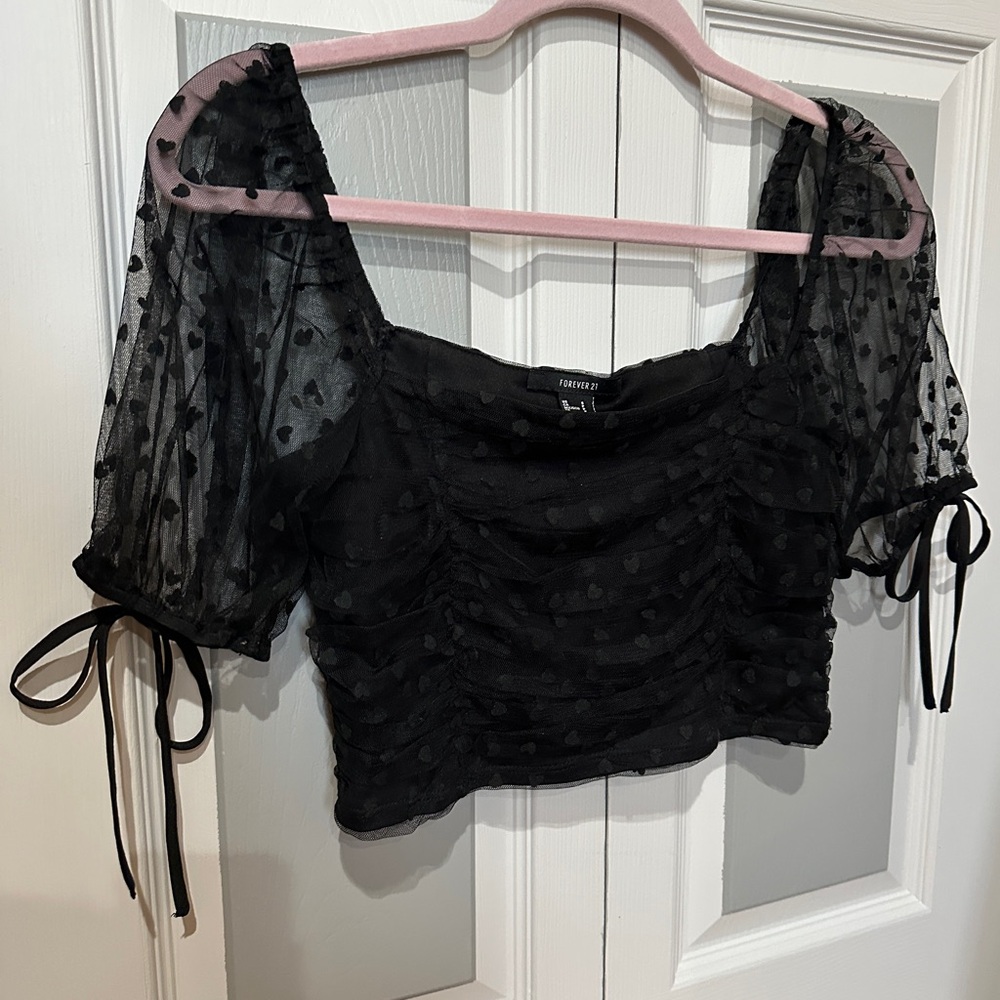 Forever 21 Sheer Heart Crop Top